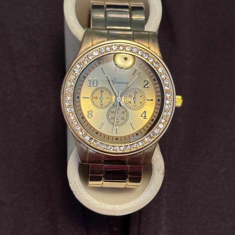 CLEARANCE Geneva Two-Tone Watch with Sparkling Accents
